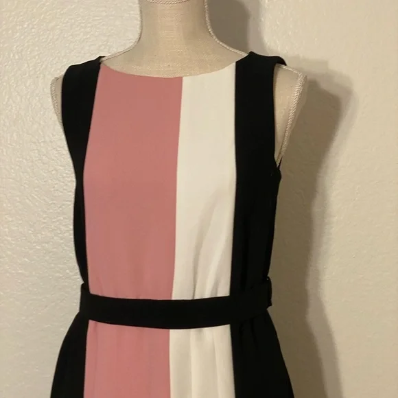 Kate Spade Black and Pink Sleeveless Color Block Dress with Belt - Picture 3 of 12
